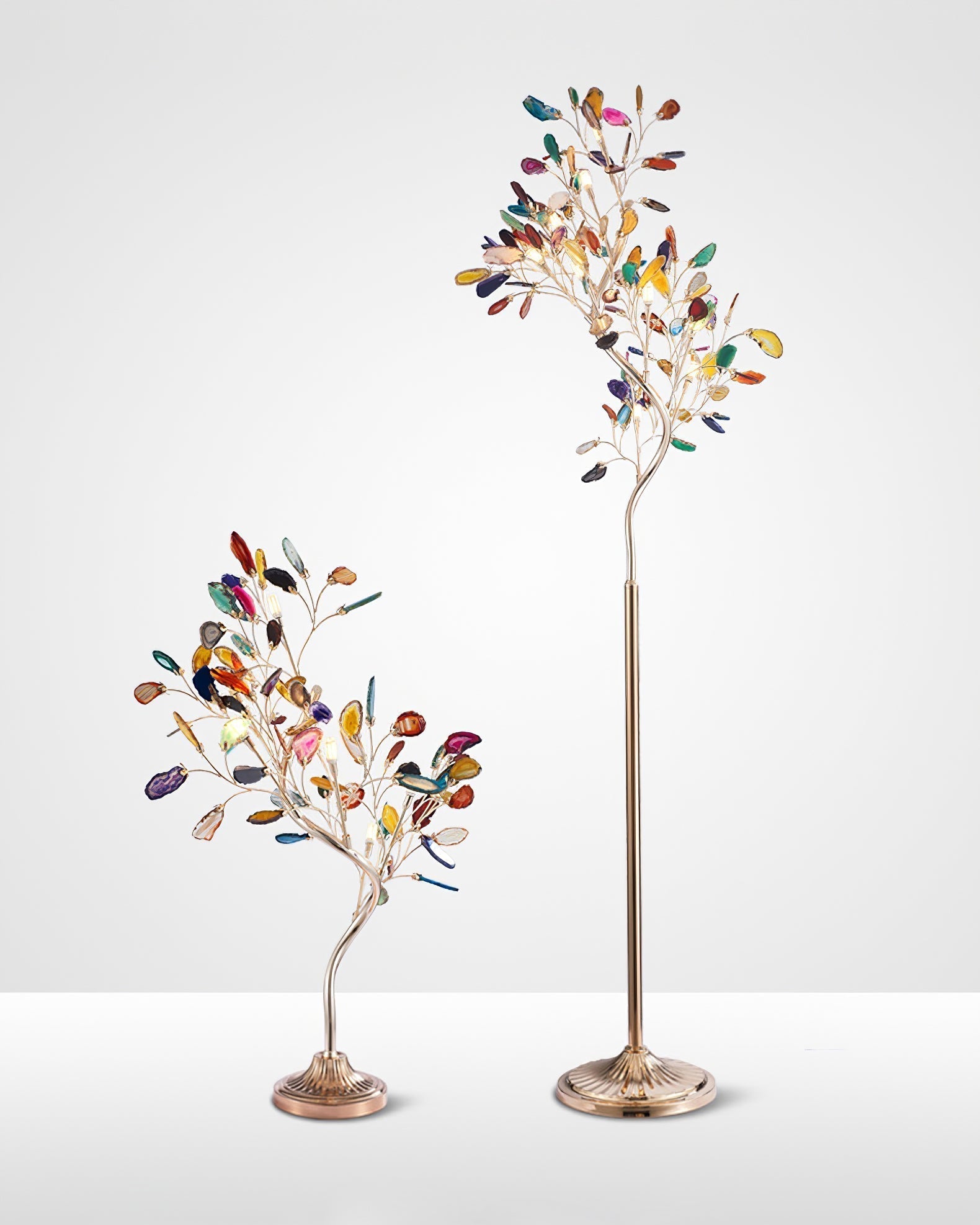 Agate Chandelier With Natural Stone Accents And Rose Gold Frame, 65 Cm And 85 Cm