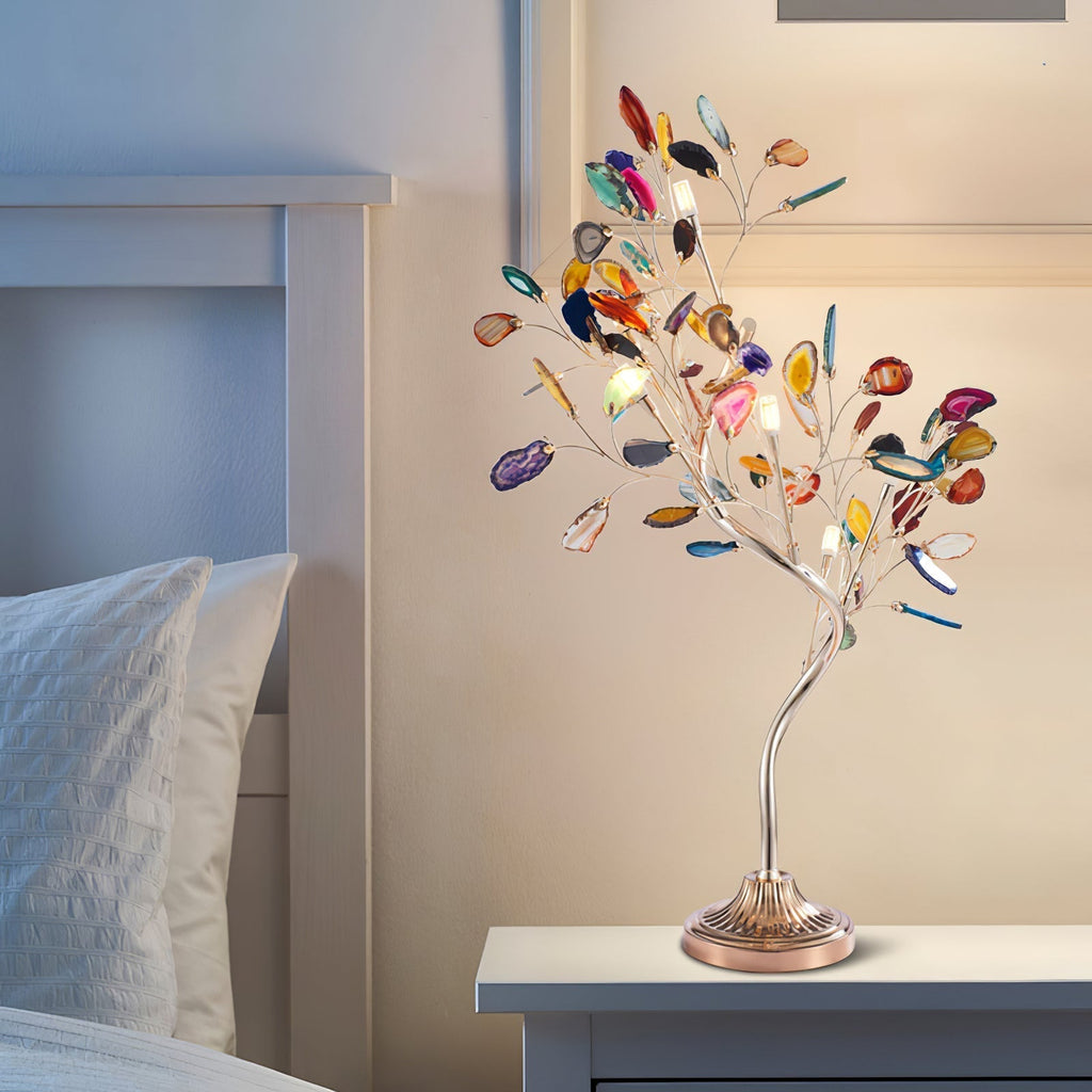 Agate Chandelier With Natural Stone Accents And Rose Gold Frame, 65 Cm And 85 Cm
