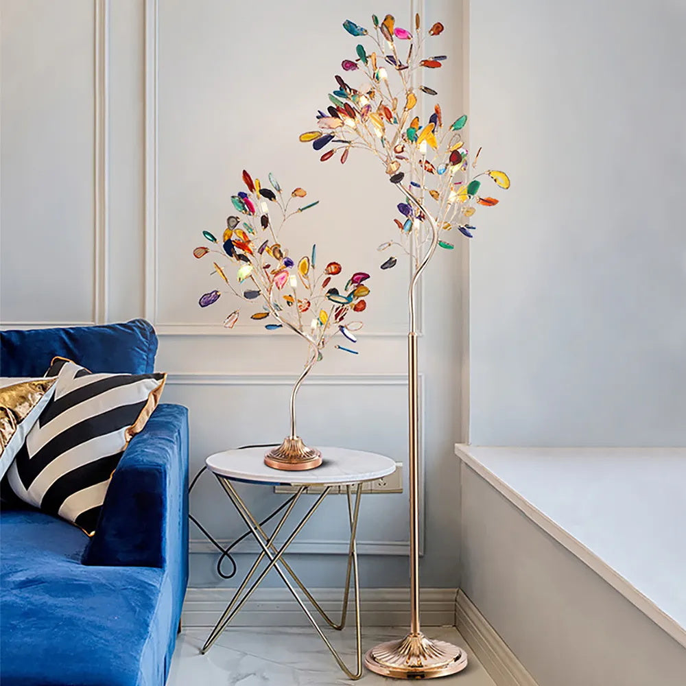 Agate Chandelier With Natural Stone Accents And Rose Gold Frame, 65 Cm And 85 Cm