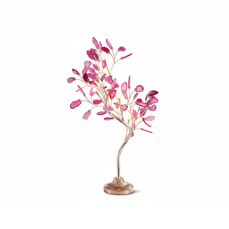 Agate Chandelier With Natural Stone Accents And Rose Gold Frame, 65 Cm And 85 Cm