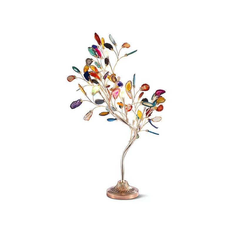 Agate Chandelier With Natural Stone Accents And Rose Gold Frame, 65 Cm And 85 Cm