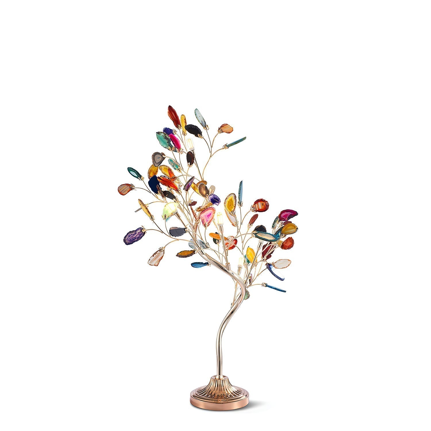 Agate Chandelier With Natural Stone Accents And Rose Gold Frame, 65 Cm And 85 Cm