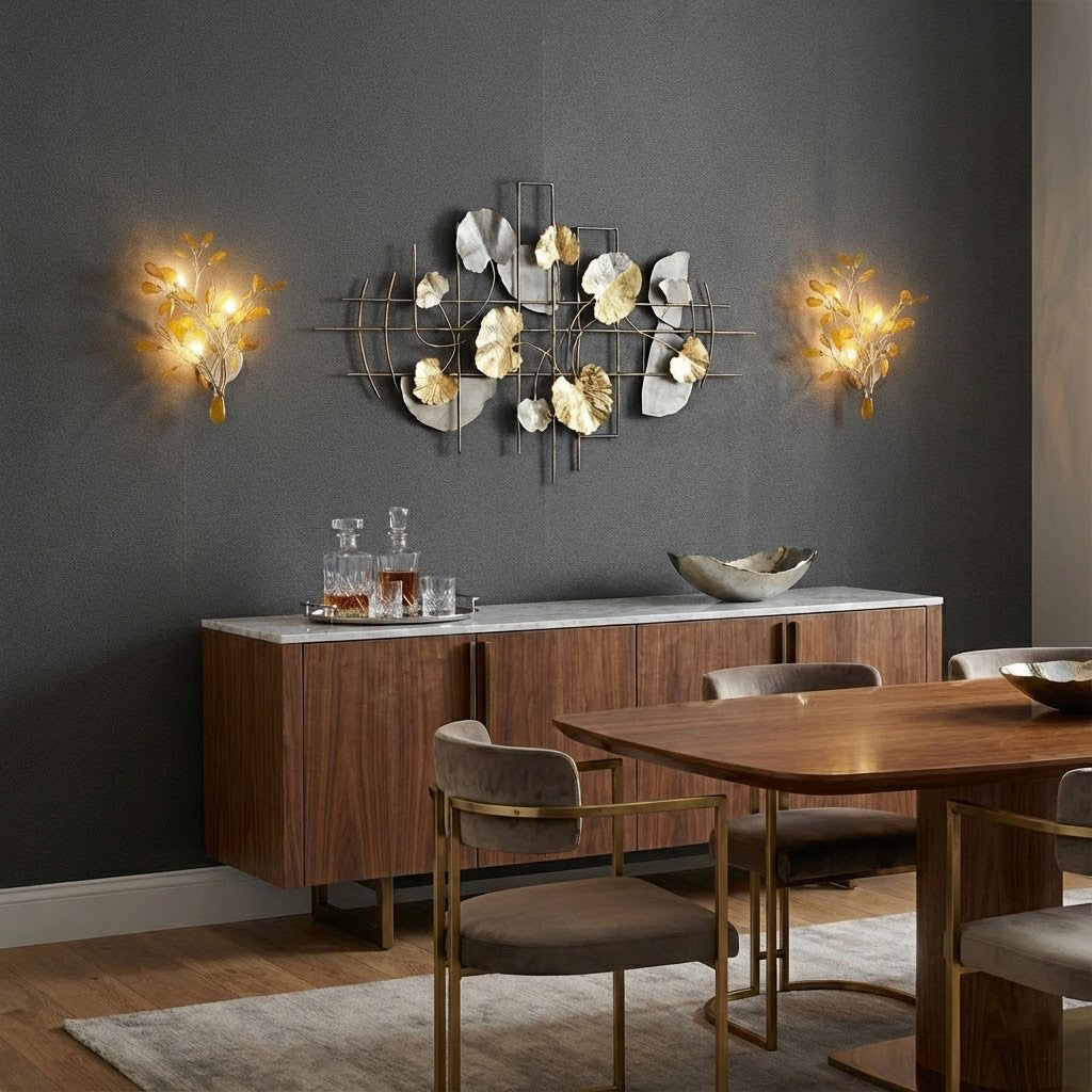 Lámpara de Pared Ágata con Piedra de Ágata y Acabado en Latón Dorado Iluminación Moderna para Sala de Estar