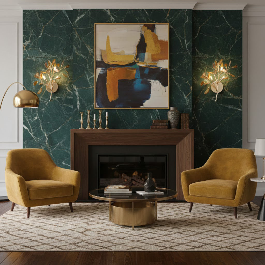 Lámpara de Pared Ágata con Piedra de Ágata y Acabado en Latón Dorado Iluminación Moderna para Sala de Estar