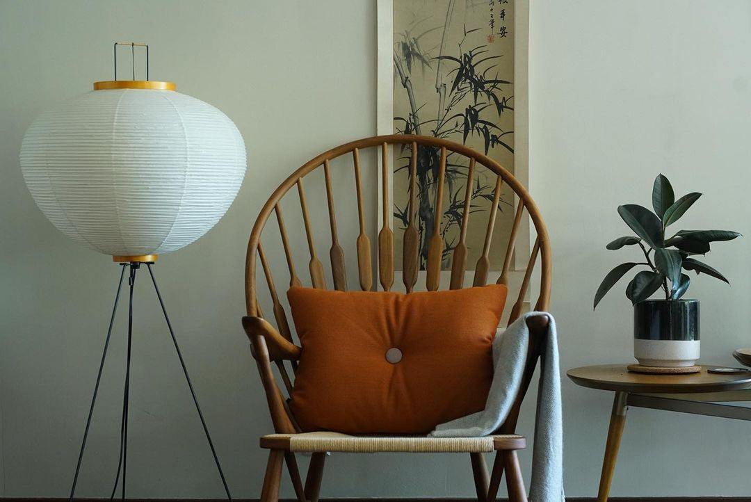 Akari Mulberry papir gulvlampe i metal, japansk stil til stuer