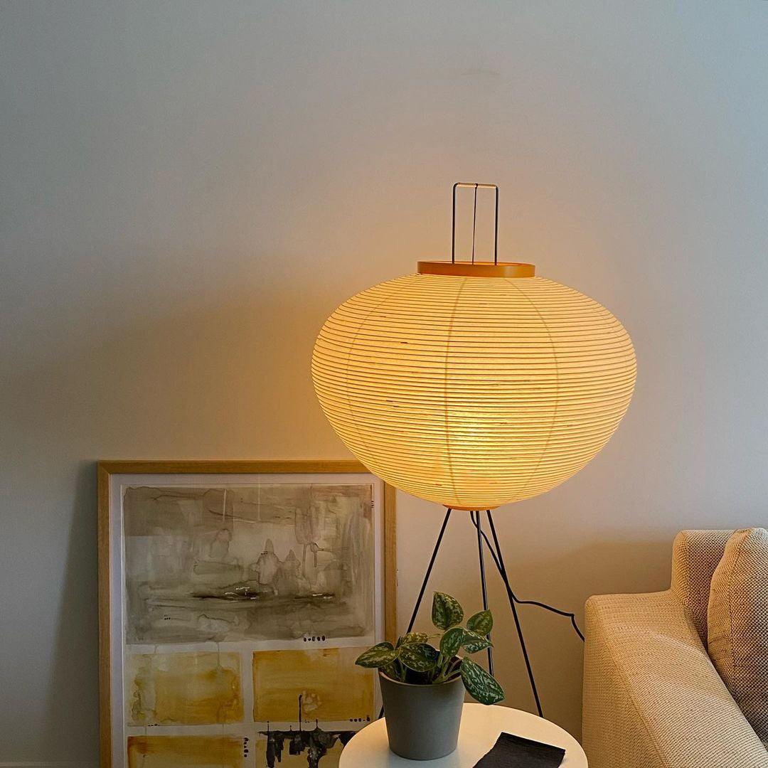 Akari Mulberry papir gulvlampe i metal, japansk stil til stuer