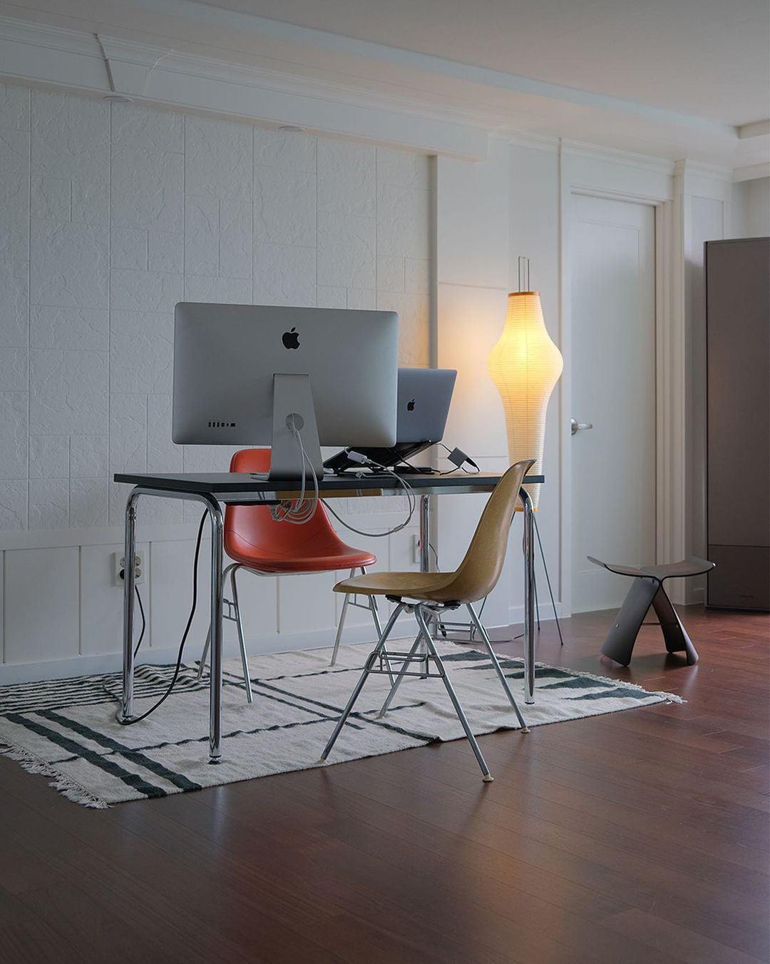 Akari Mulberry papir gulvlampe i metal, japansk stil til stuer