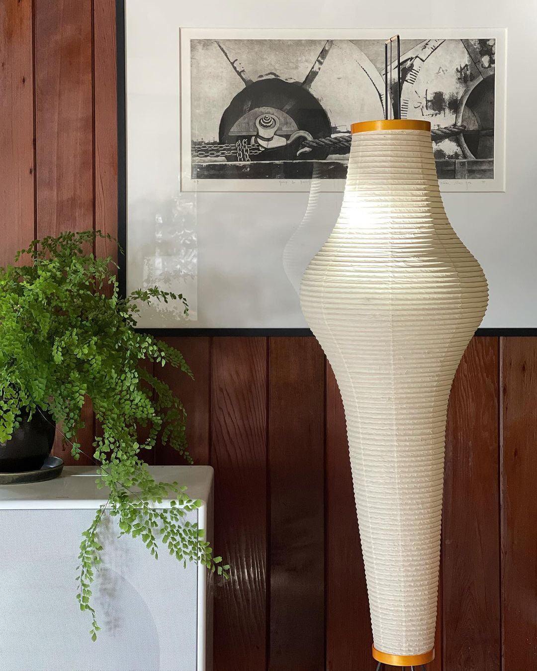 Akari Mulberry papir gulvlampe i metal, japansk stil til stuer