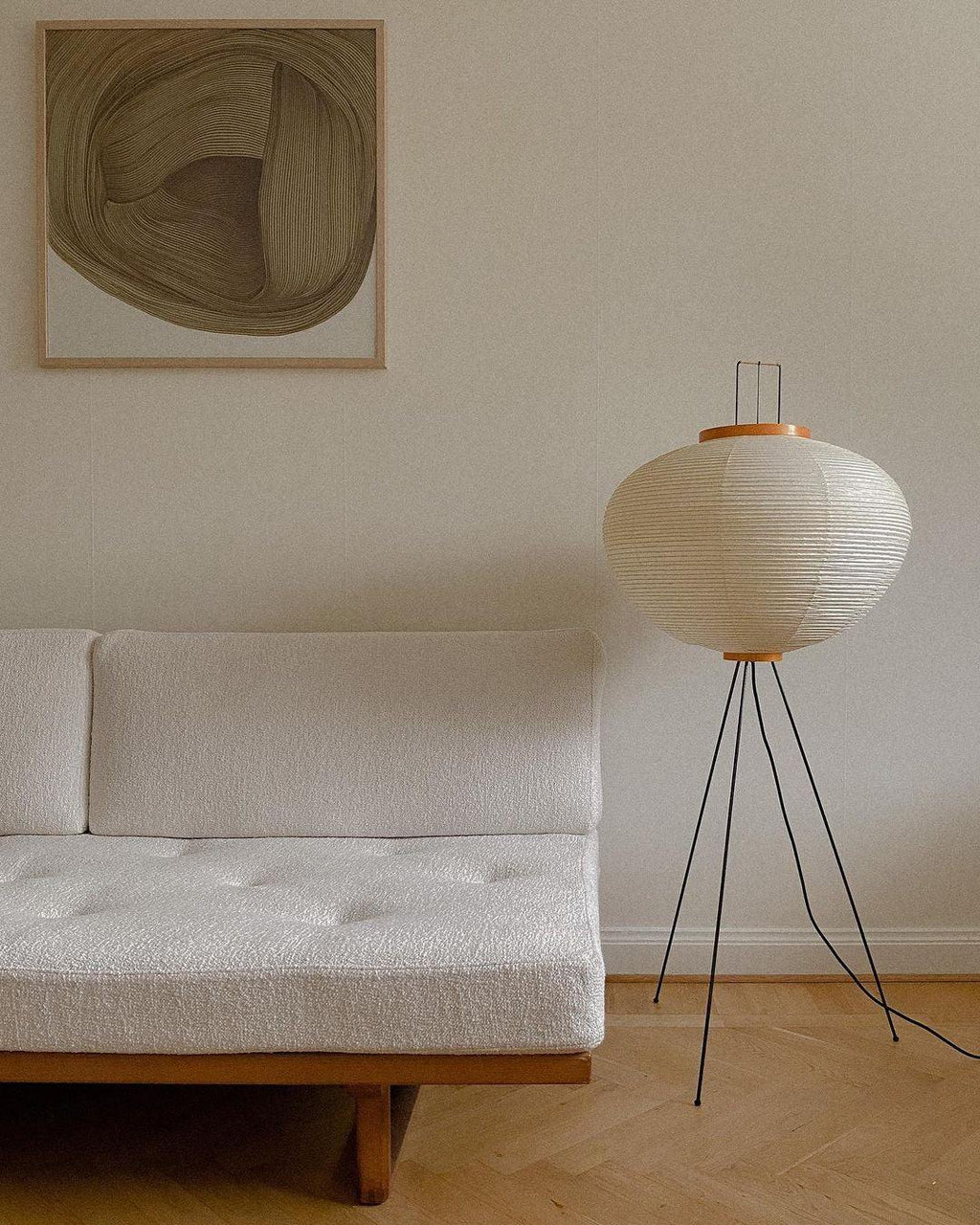 Akari Mulberry papir gulvlampe i metal, japansk stil til stuer