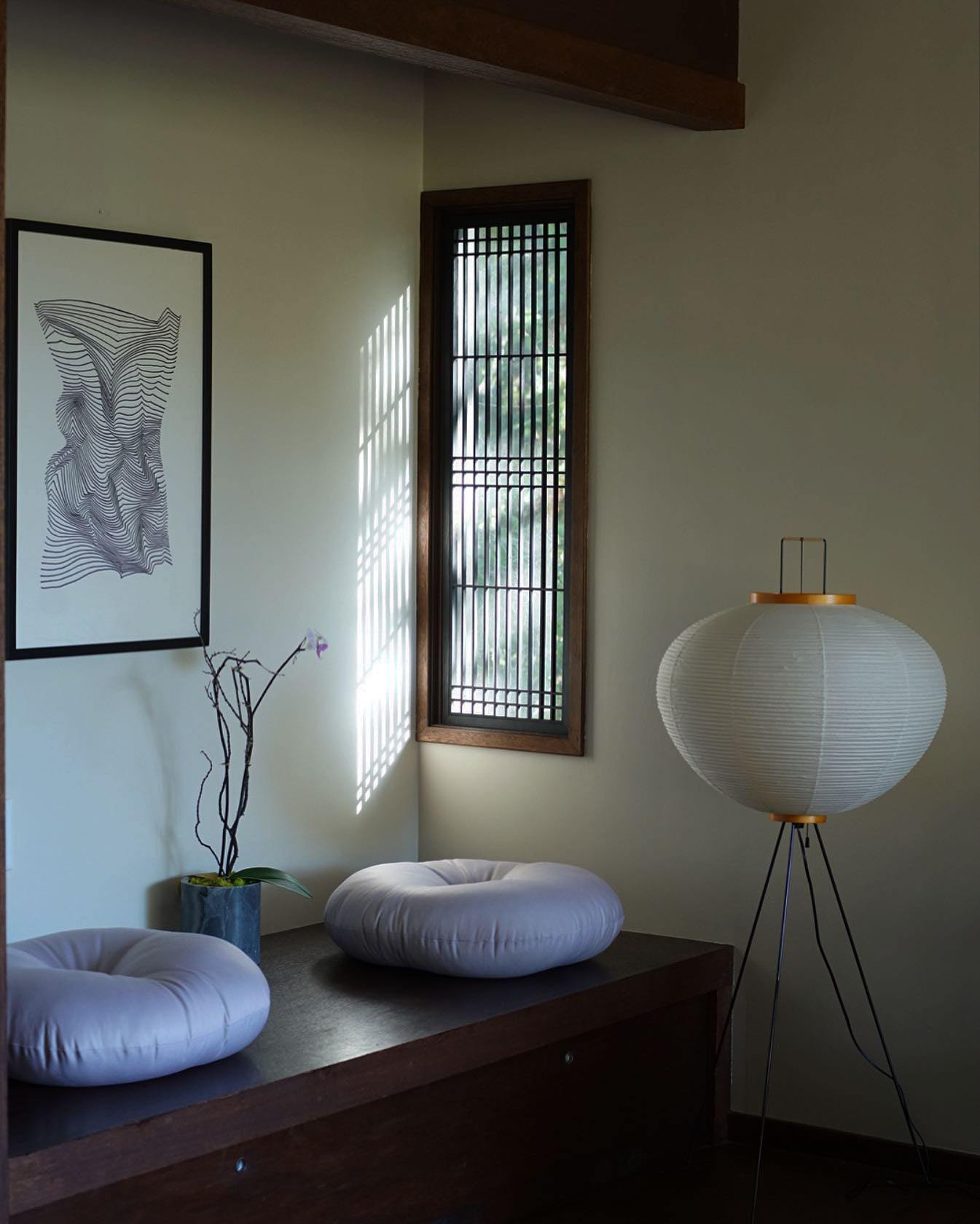 Akari Mulberry papir gulvlampe i metal, japansk stil til stuer