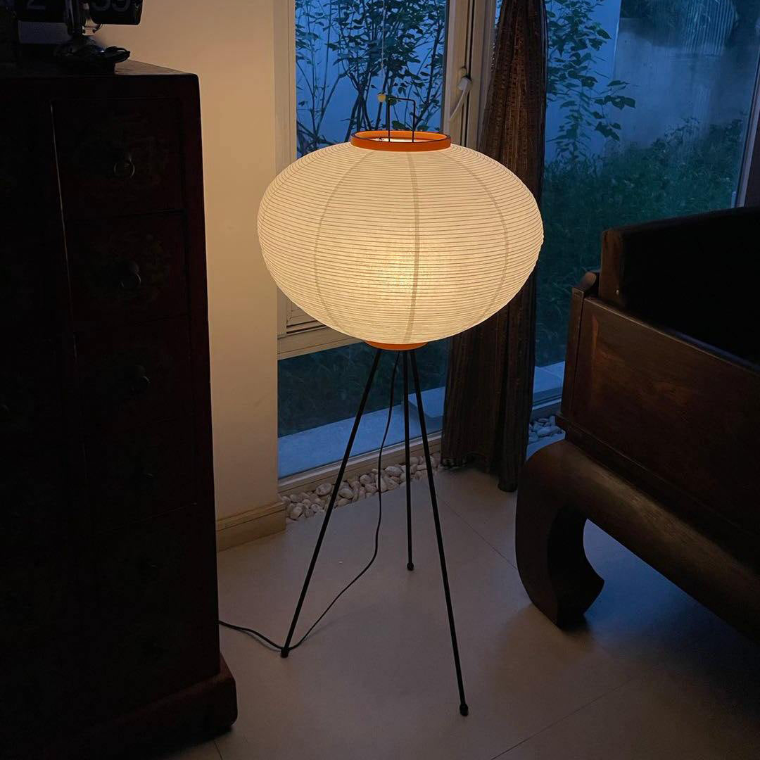 Akari Mulberry papir gulvlampe i metal, japansk stil til stuer