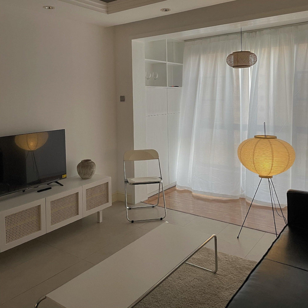 Akari Mulberry papir gulvlampe i metal, japansk stil til stuer
