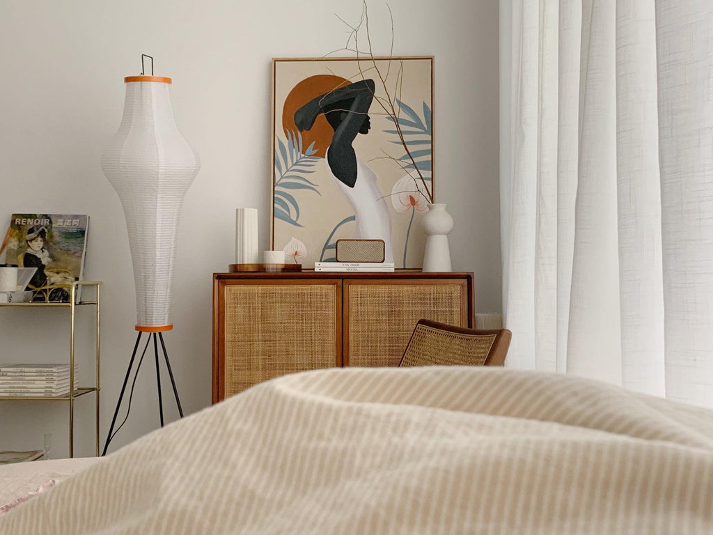 Akari Mulberry papir gulvlampe i metal, japansk stil til stuer