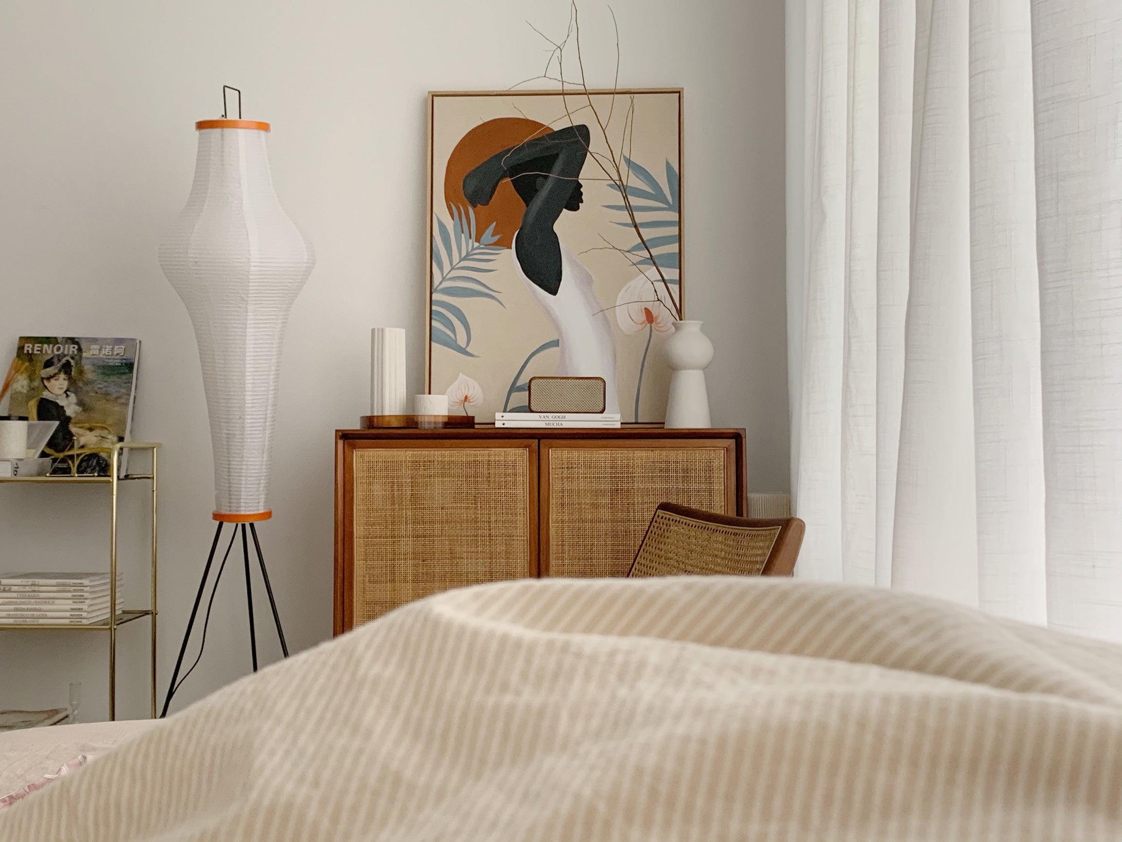 Akari Mulberry papir gulvlampe i metal, japansk stil til stuer