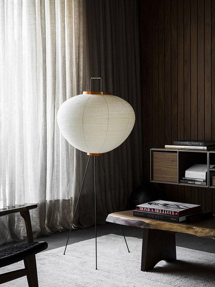 Akari Mulberry papir gulvlampe i metal, japansk stil til stuer