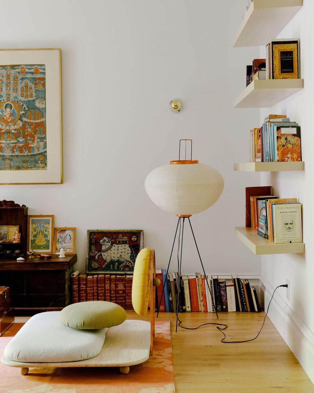 Akari Mulberry papir gulvlampe i metal, japansk stil til stuer