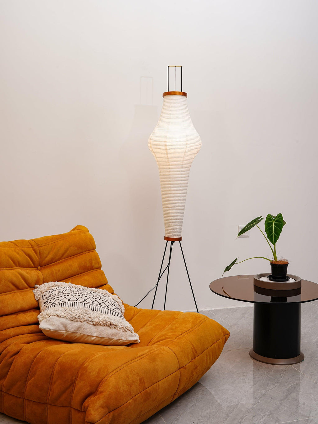 Akari Mulberry papir gulvlampe i metal, japansk stil til stuer
