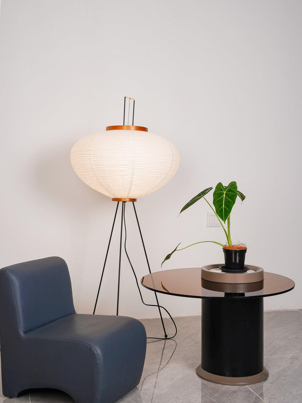 Akari Mulberry papir gulvlampe i metal, japansk stil til stuer