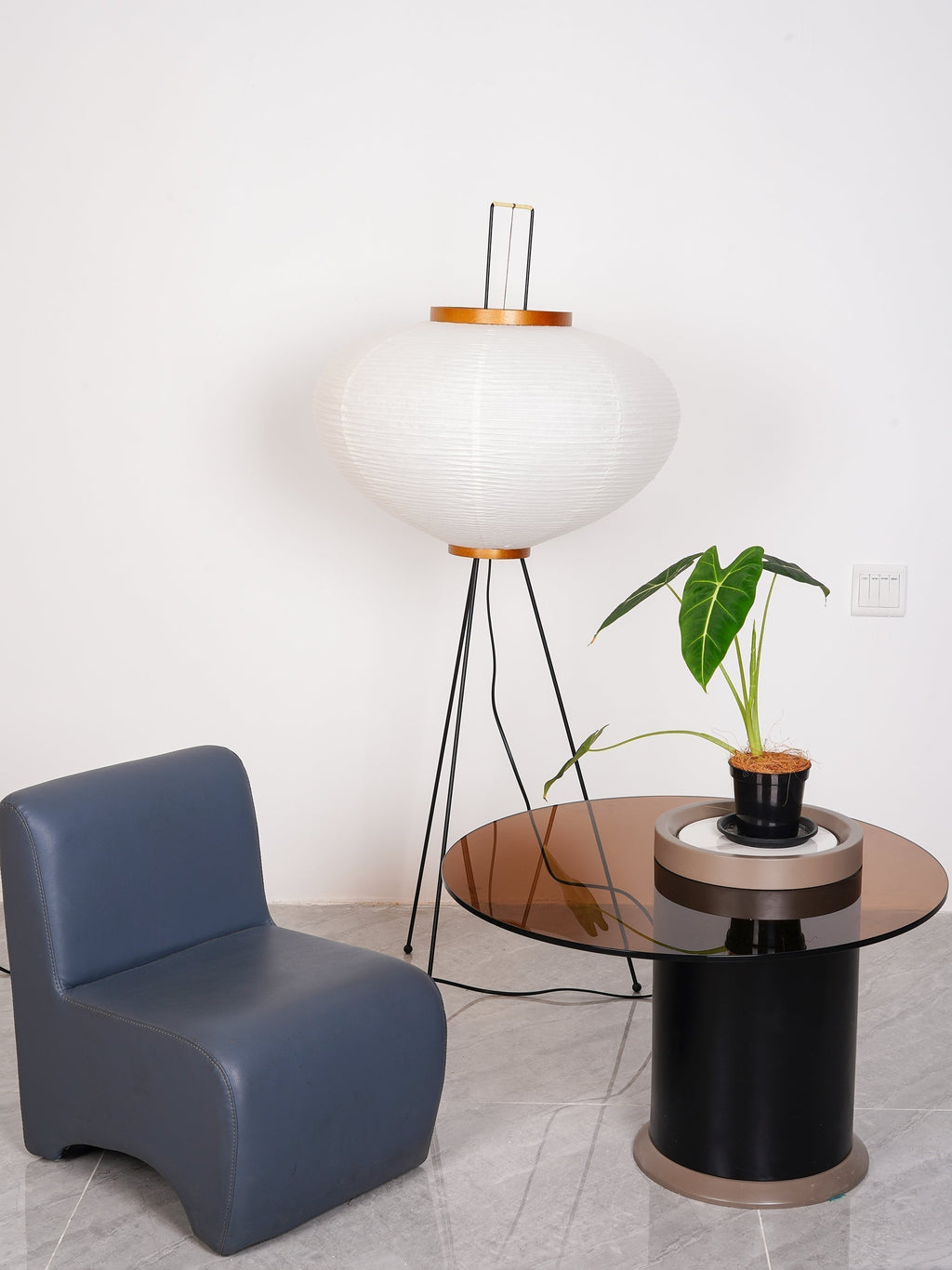 Akari Mulberry papir gulvlampe i metal, japansk stil til stuer