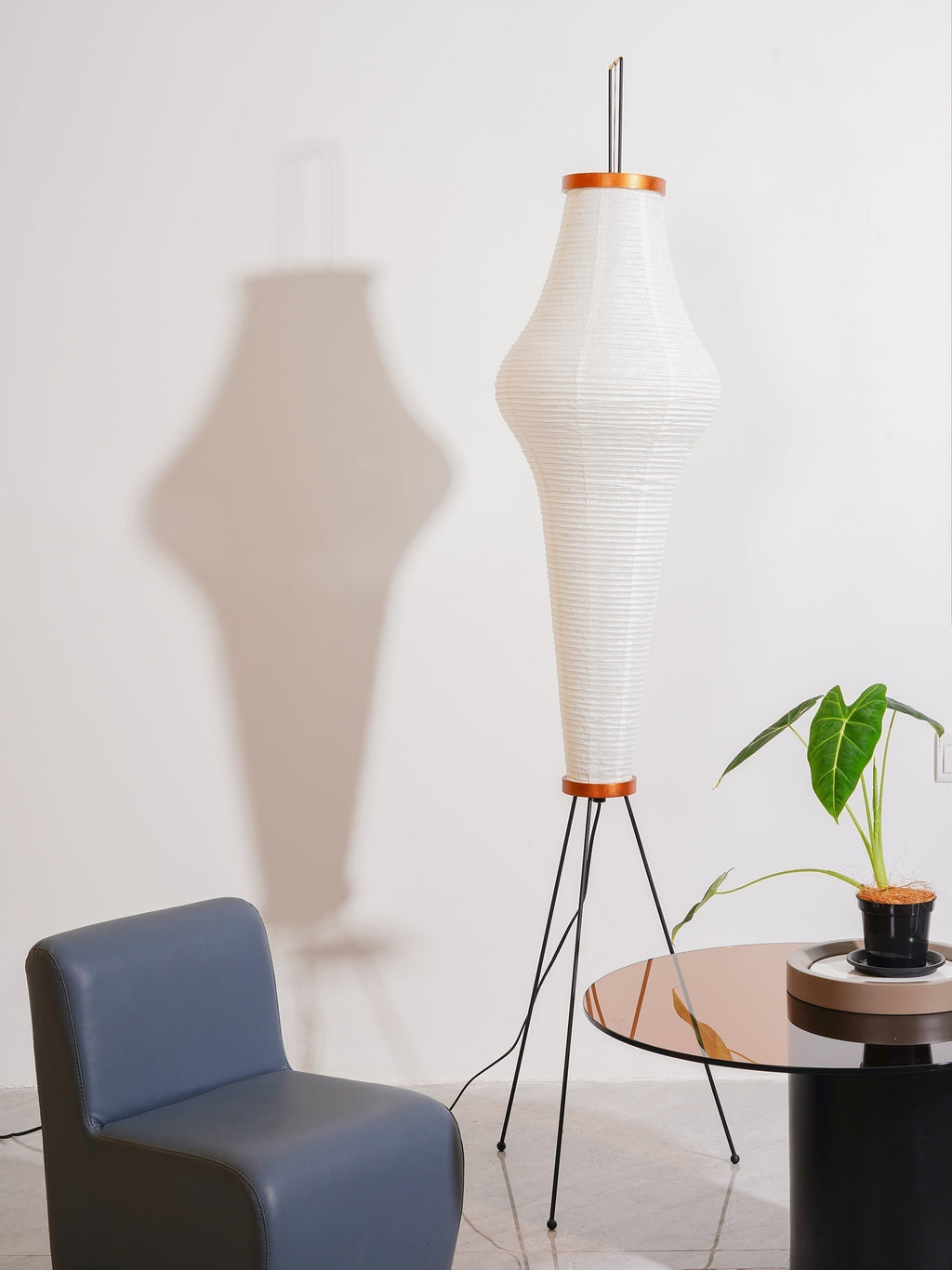Akari Mulberry papir gulvlampe i metal, japansk stil til stuer