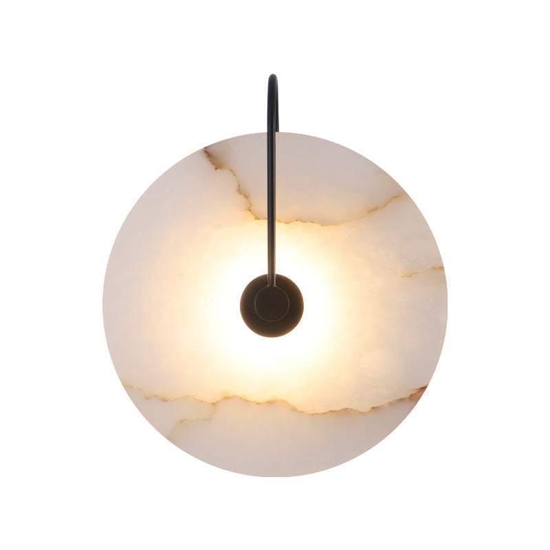 Lampada da parete LED in marmo alabastro, rotonda color oro, per illuminazione ambientale in camera da letto e corridoio