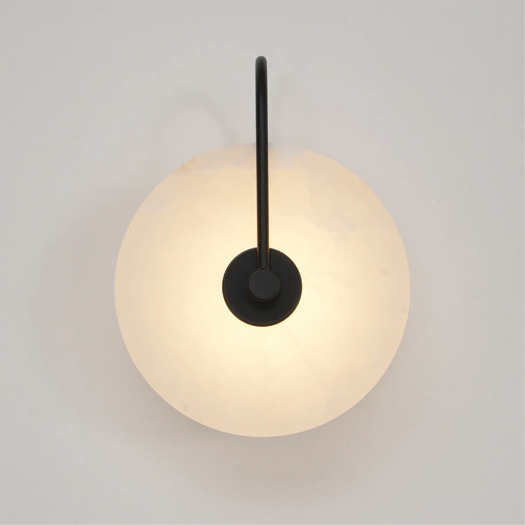 Lampada da parete LED in marmo alabastro, rotonda color oro, per illuminazione ambientale in camera da letto e corridoio