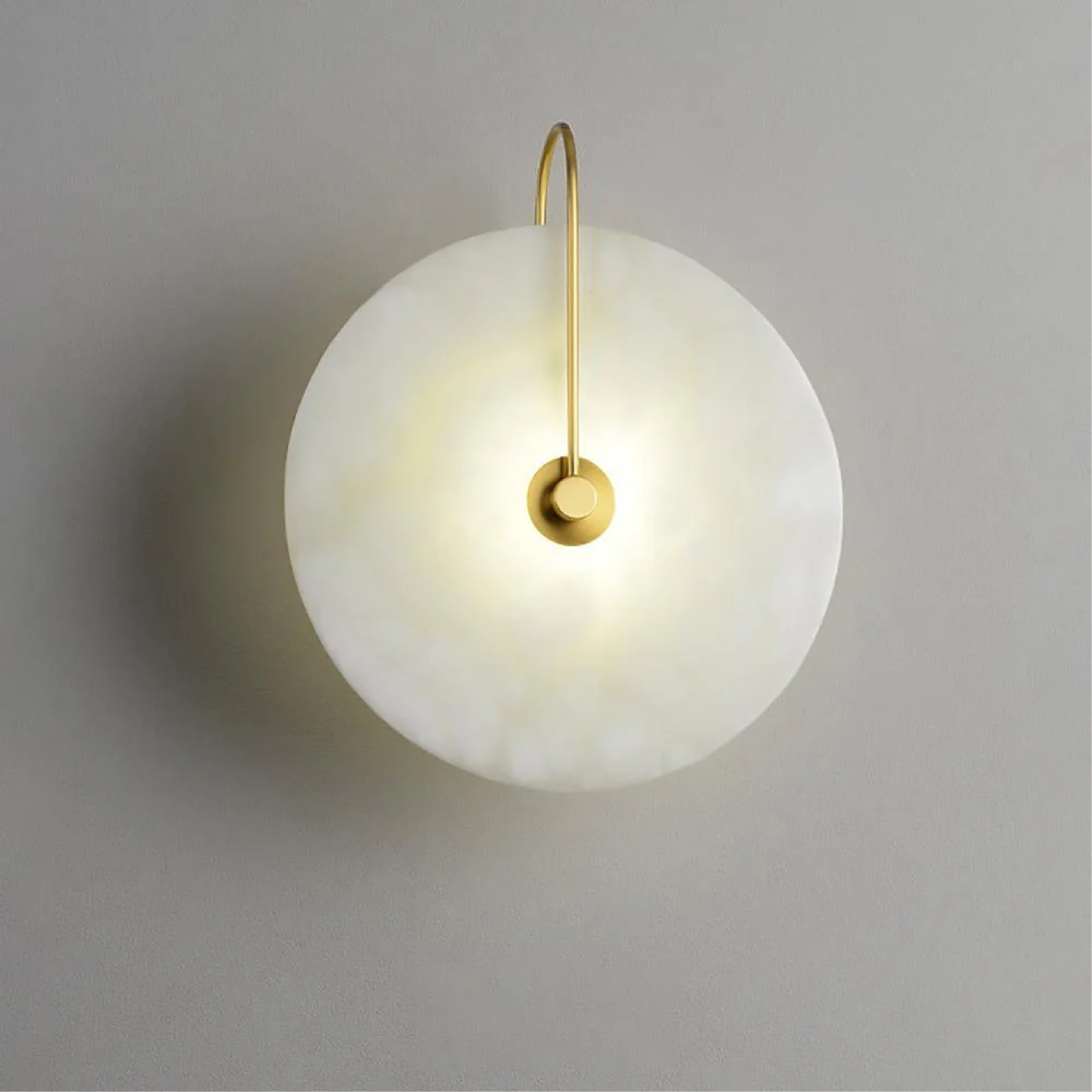 Lampada da parete LED in marmo alabastro, rotonda color oro, per illuminazione ambientale in camera da letto e corridoio