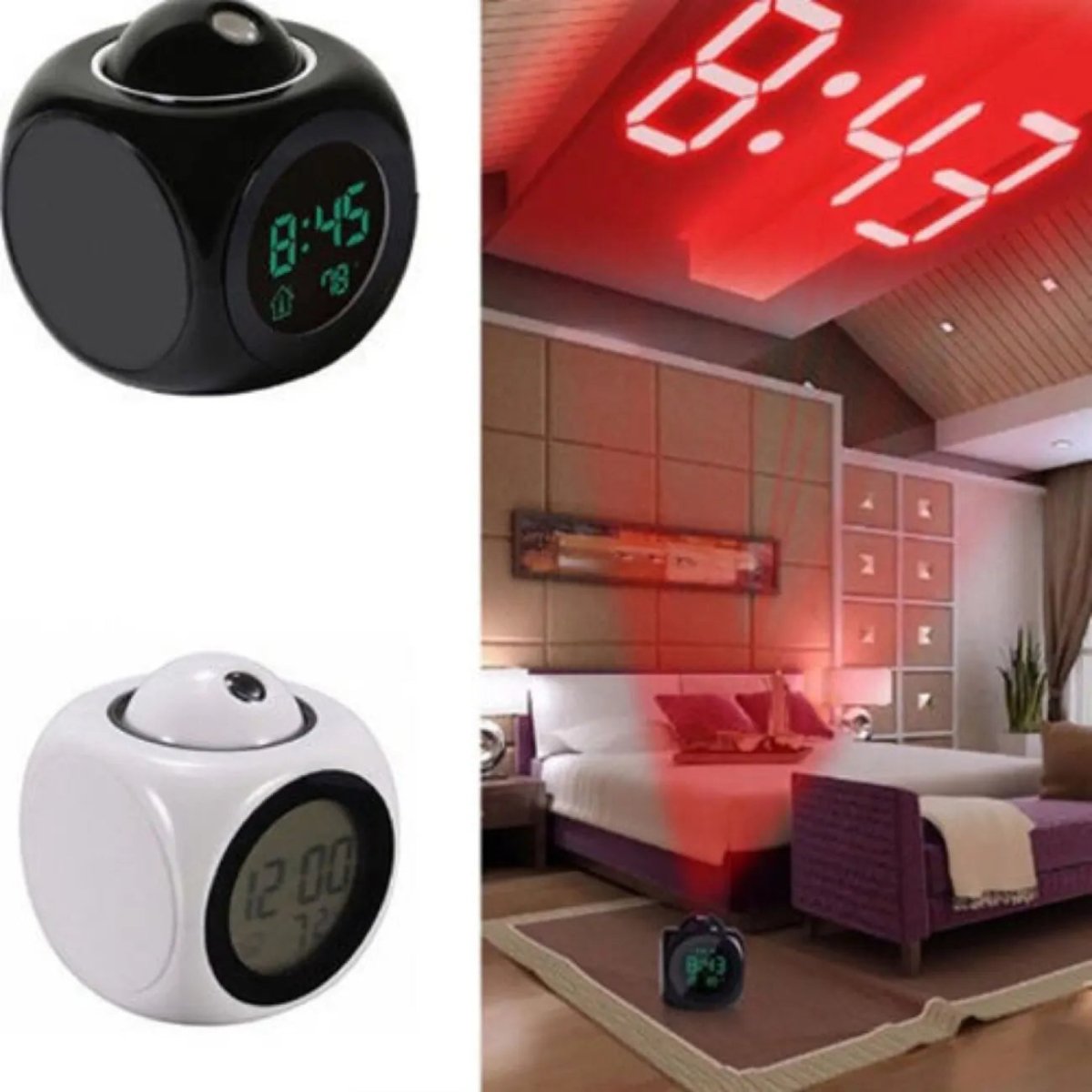 Luxoria Clear Time Projection Alarm Clock For Relaxed Mornings