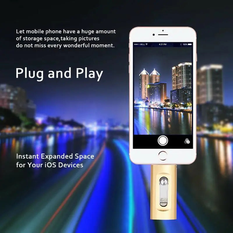3-in-1 USB Stick Metal 6.6x2cm Lightning USB-C USB 3.0 iPhone Android Mac PC 256GB 2TB Photo Video Storage Keychain