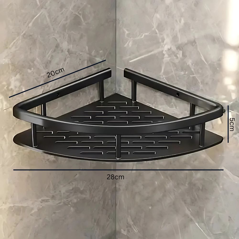 Aluminum Corner Shower Shelf With Self-Adhesive Mount Silver Bathroom Organizer
