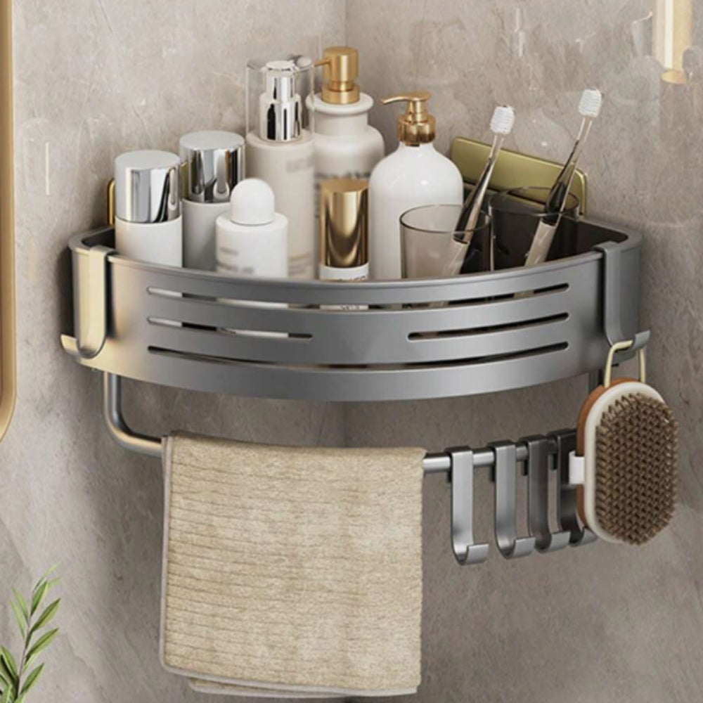 Aluminium-Eck-Duschorganizer mit selbstklebender Montage, wandmontierbares Regal ohne Bohren