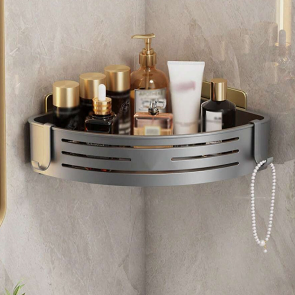 Aluminium-Eck-Duschorganizer mit selbstklebender Montage, wandmontierbares Regal ohne Bohren