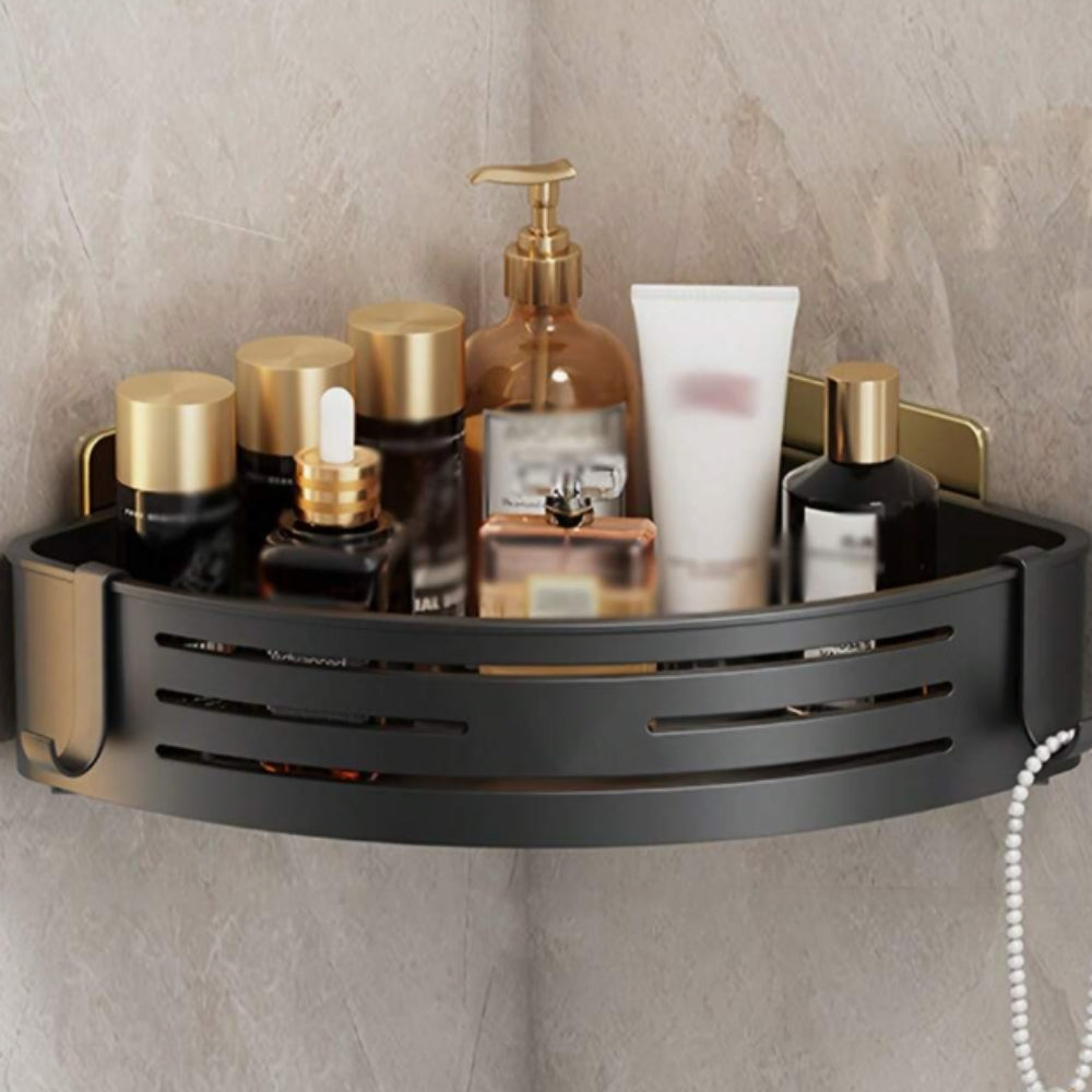 Aluminium-Eck-Duschorganizer mit selbstklebender Montage, wandmontierbares Regal ohne Bohren