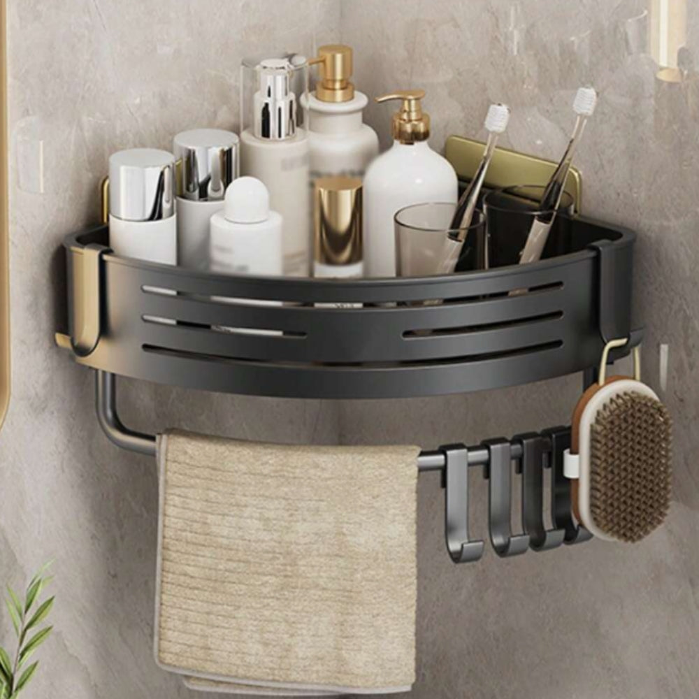 Aluminium-Eck-Duschorganizer mit selbstklebender Montage, wandmontierbares Regal ohne Bohren