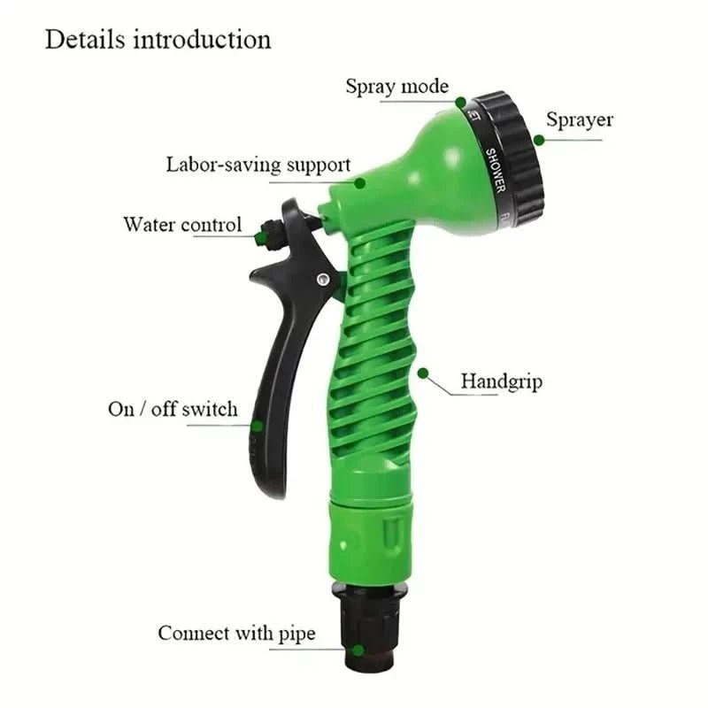 Tubo da giardino e per auto espandibile ad alta pressione con flessibilità a 360° e struttura resistente