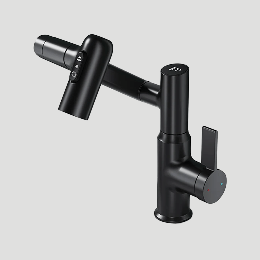 360° Swivel Kitchen Faucet With Temperature Display In Chrome Stainless Steel