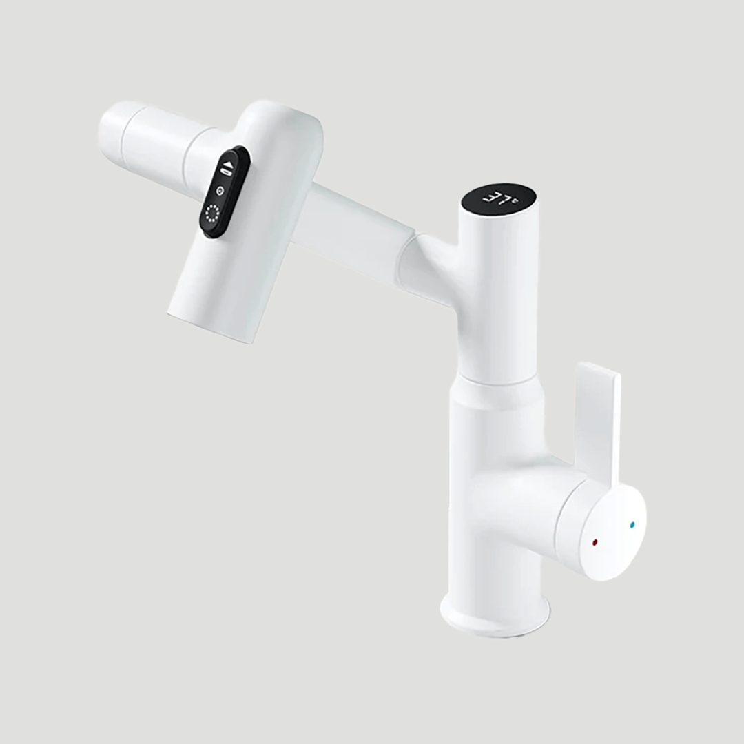 360° Swivel Kitchen Faucet With Temperature Display In Chrome Stainless Steel