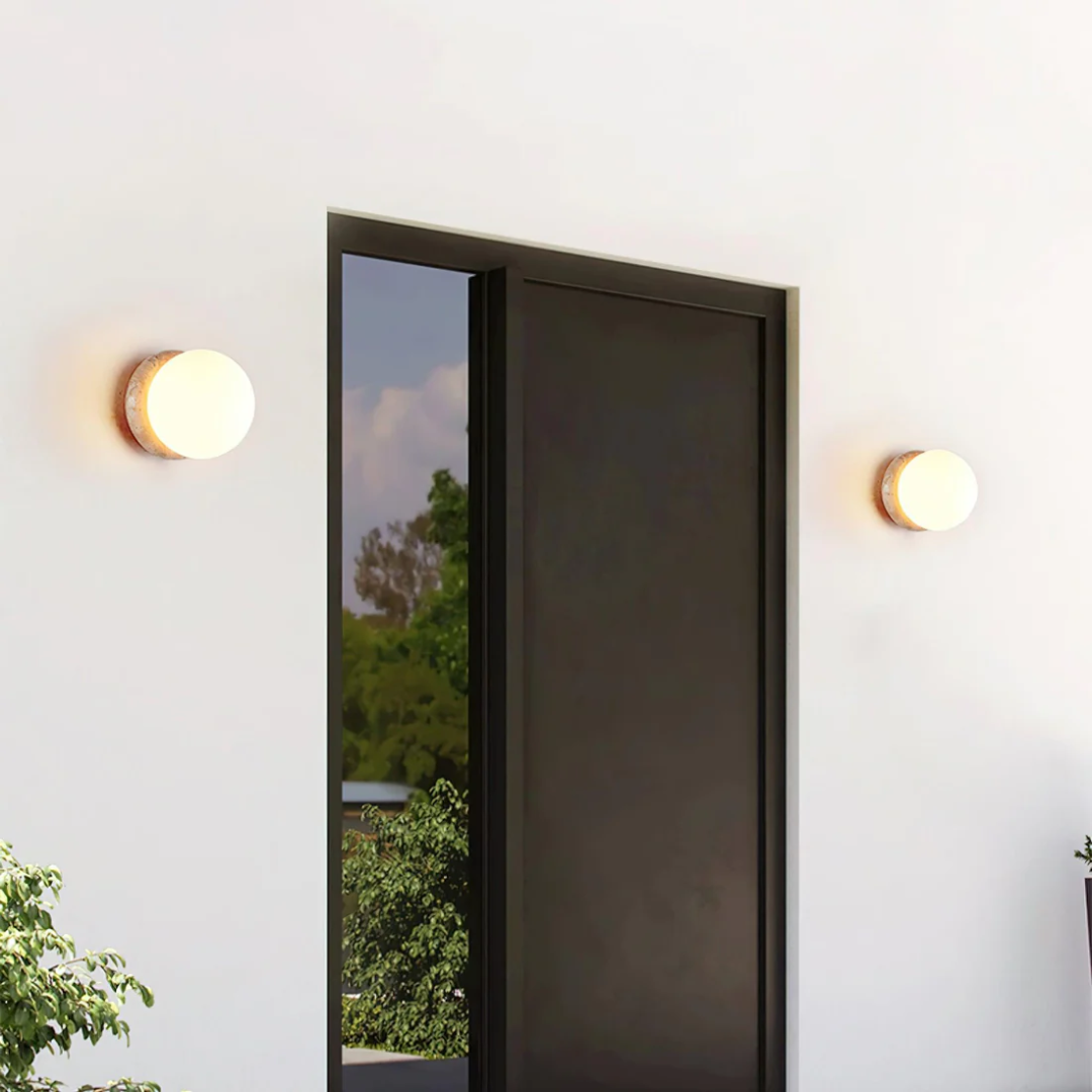 Verdantia Waterproof Travertine Outdoor Exterior Wall Lamp