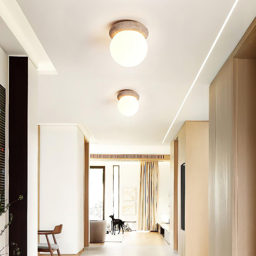 LumaStone Travertine LED Ceiling Light for Small Rooms