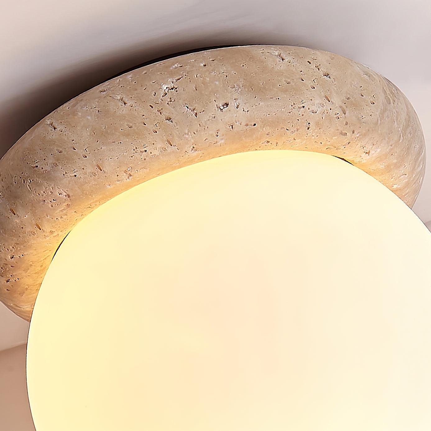 LumaStone Travertine LED Ceiling Light for Small Rooms