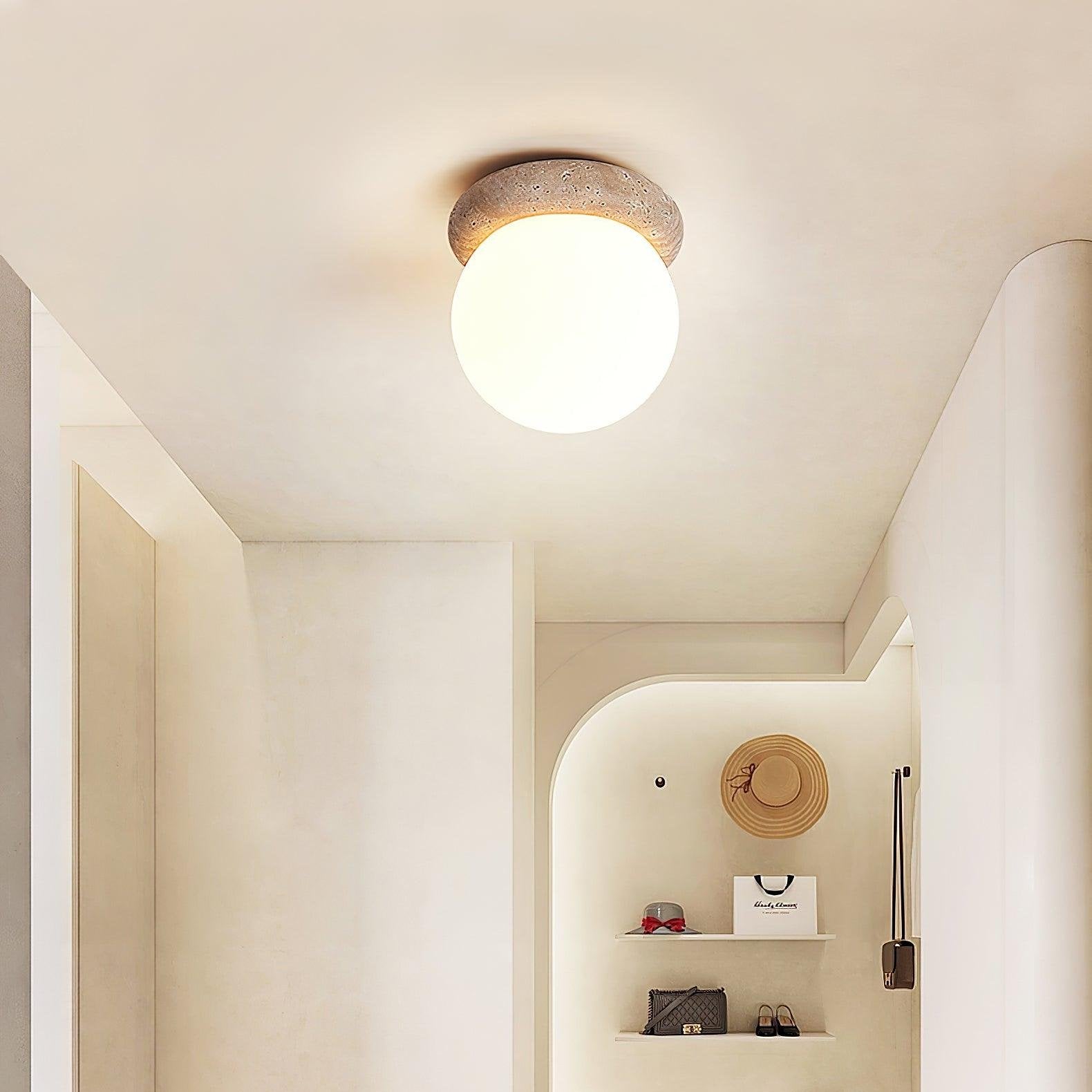 LumaStone Travertine LED Ceiling Light for Small Rooms