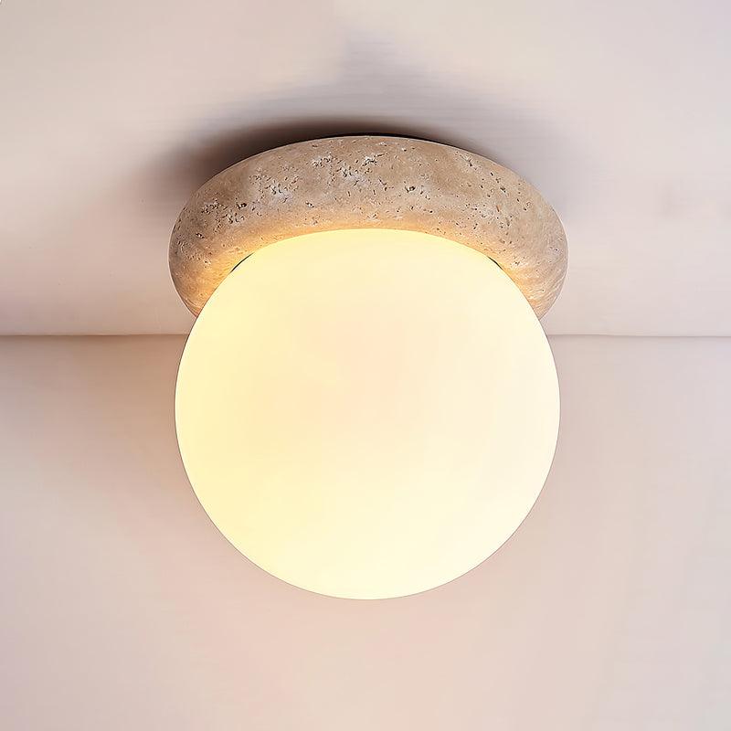 LumaStone Travertine LED Ceiling Light for Small Rooms