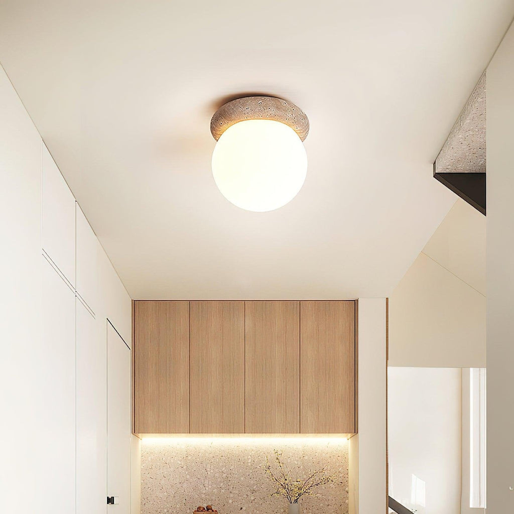 LumaStone Travertine LED Ceiling Light for Small Rooms