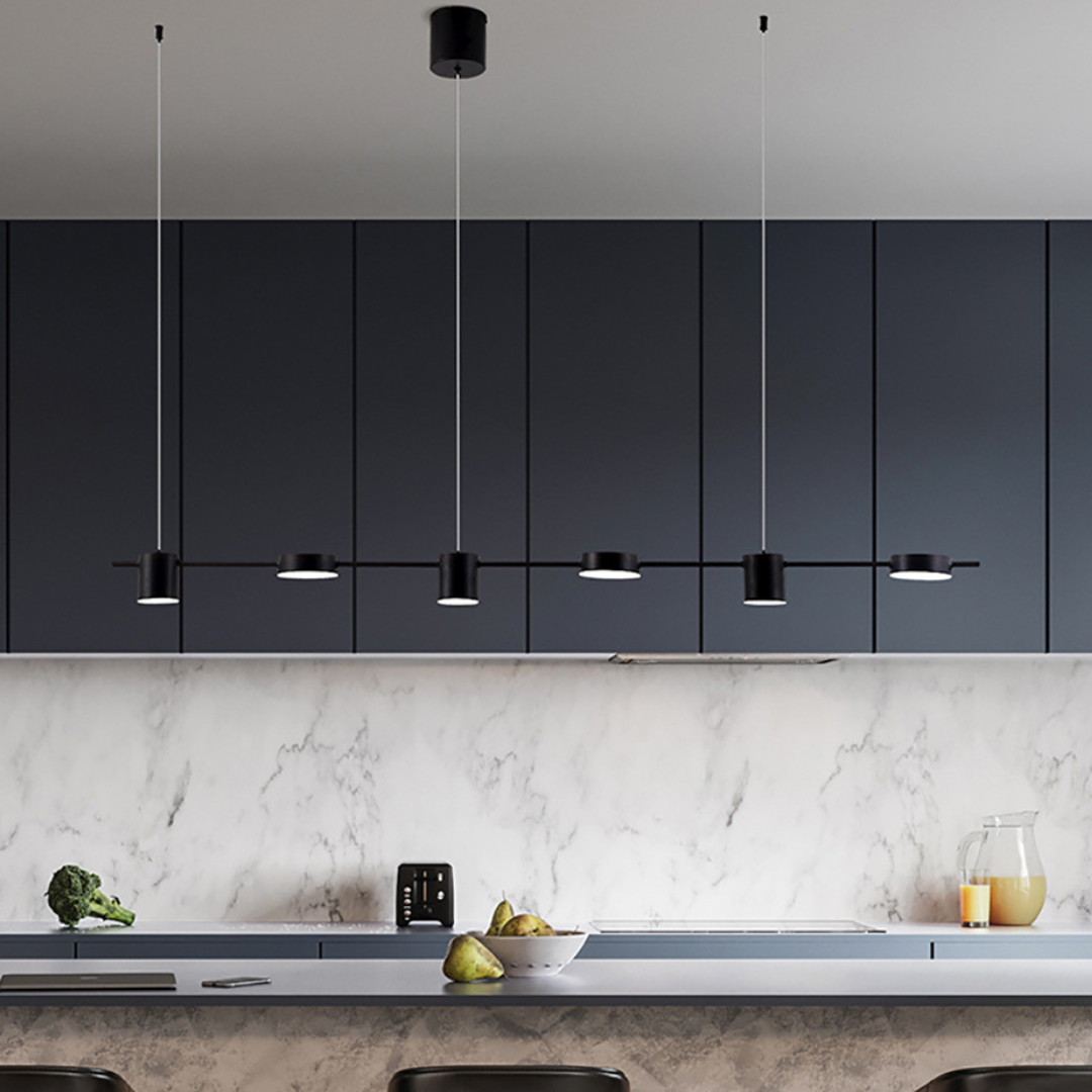 Luminária Pendente de Alumínio Preto e Dourado, Luminária LED de 3/5/6 Luzes para Cozinha e Sala de Jantar