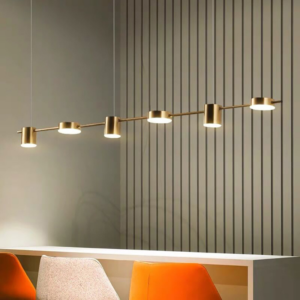Luminária Pendente de Alumínio Preto e Dourado, Luminária LED de 3/5/6 Luzes para Cozinha e Sala de Jantar