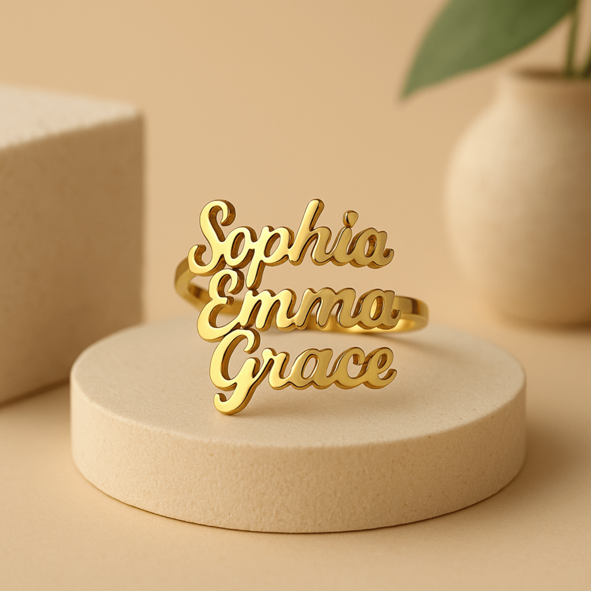 Liora Elegant Name Ring In Stainless Steel With Engraving