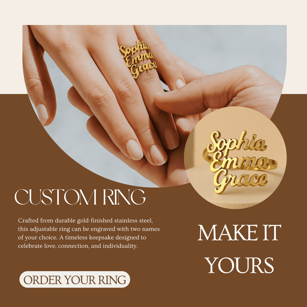 Liora Elegant Name Ring In Stainless Steel With Engraving