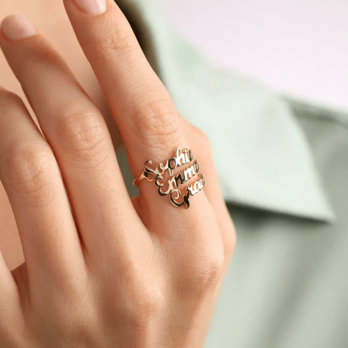 Liora Elegant Name Ring In Stainless Steel With Engraving
