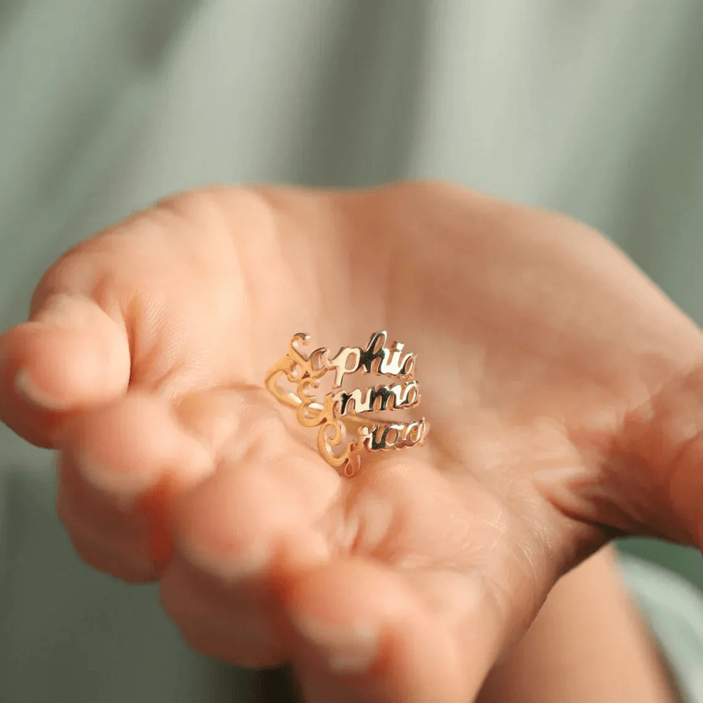 Liora Elegant Name Ring In Stainless Steel With Engraving