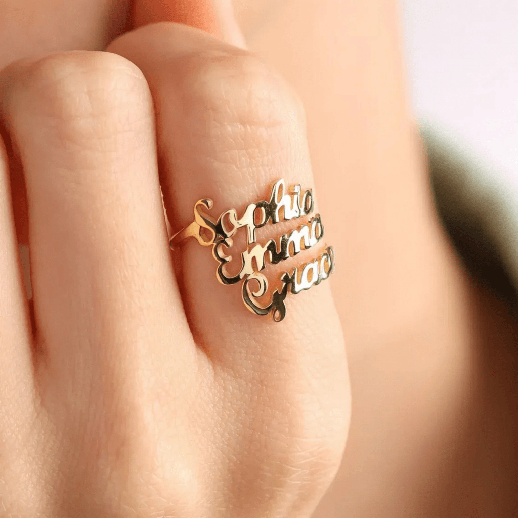 Liora Elegant Name Ring In Stainless Steel With Engraving